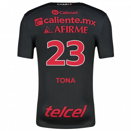 Kandiny Enfant Maillot Iván Tona #23 Noir Rouge Tenues Domicile 2024/25 T-Shirt