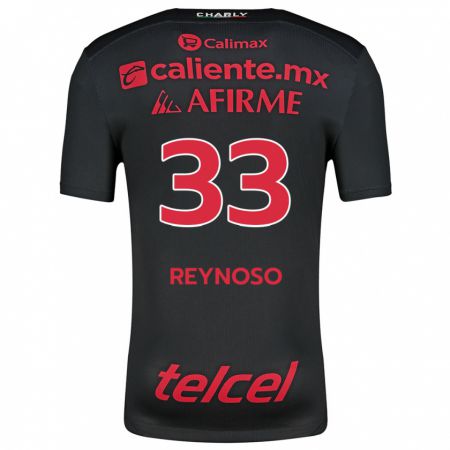 Kandiny Enfant Maillot Emanuel Reynoso #33 Noir Rouge Tenues Domicile 2024/25 T-Shirt