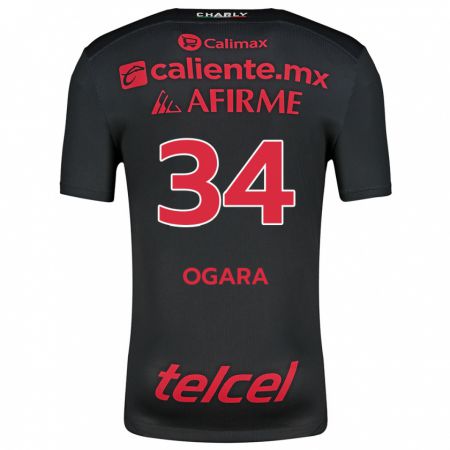 Kandiny Enfant Maillot Gerson Ogara #34 Noir Rouge Tenues Domicile 2024/25 T-Shirt