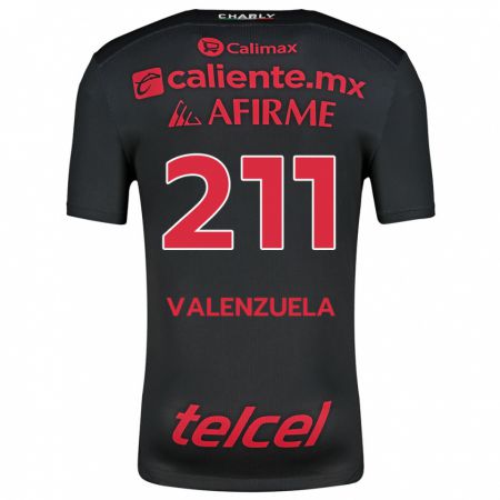 Kandiny Enfant Maillot Aldieri Valenzuela #211 Noir Rouge Tenues Domicile 2024/25 T-Shirt