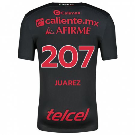 Kandiny Enfant Maillot José Juárez #207 Noir Rouge Tenues Domicile 2024/25 T-Shirt