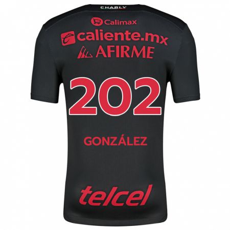 Kandiny Enfant Maillot Joban González #202 Noir Rouge Tenues Domicile 2024/25 T-Shirt