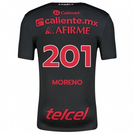 Kandiny Enfant Maillot Jesús Moreno #201 Noir Rouge Tenues Domicile 2024/25 T-Shirt