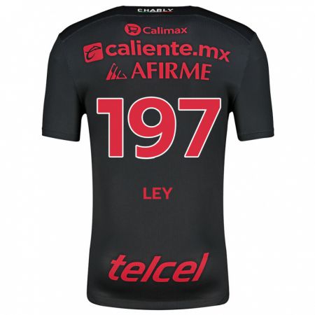 Kandiny Enfant Maillot Emanuel Ley #197 Noir Rouge Tenues Domicile 2024/25 T-Shirt