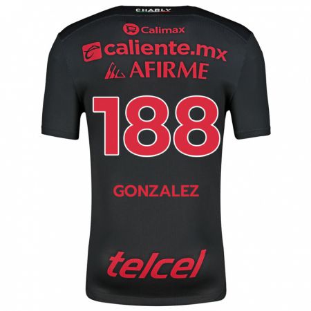 Kandiny Enfant Maillot Jorge González #188 Noir Rouge Tenues Domicile 2024/25 T-Shirt