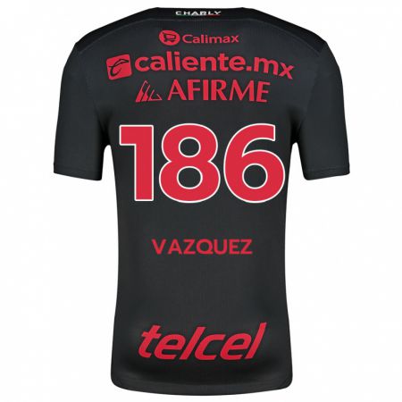 Kandiny Enfant Maillot Octavio Vázquez #186 Noir Rouge Tenues Domicile 2024/25 T-Shirt