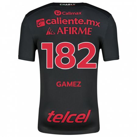 Kandiny Enfant Maillot Mark Gamez #182 Noir Rouge Tenues Domicile 2024/25 T-Shirt