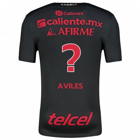 Kandiny Enfant Maillot Emiliano Aviles #0 Noir Rouge Tenues Domicile 2024/25 T-Shirt