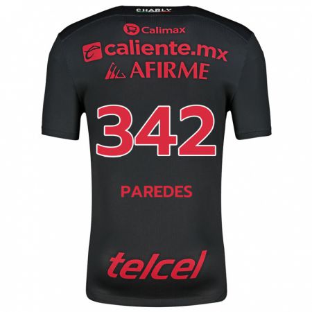 Kandiny Enfant Maillot Santiago Paredes #342 Noir Rouge Tenues Domicile 2024/25 T-Shirt