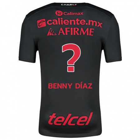 Kandiny Enfant Maillot Benny Díaz #0 Noir Rouge Tenues Domicile 2024/25 T-Shirt