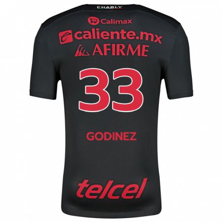 Kandiny Enfant Maillot Rodrigo Godínez #33 Noir Rouge Tenues Domicile 2024/25 T-Shirt