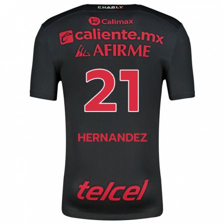 Kandiny Enfant Maillot Inglis Hernández #21 Noir Rouge Tenues Domicile 2024/25 T-Shirt