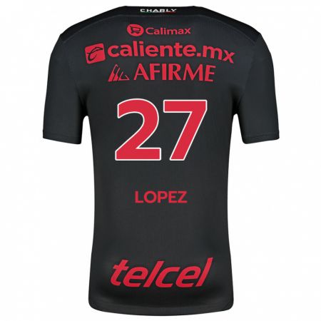 Kandiny Enfant Maillot Victoria López #27 Noir Rouge Tenues Domicile 2024/25 T-Shirt