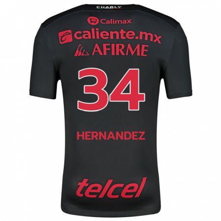 Kandiny Enfant Maillot Kimberly Hernández #34 Noir Rouge Tenues Domicile 2024/25 T-Shirt