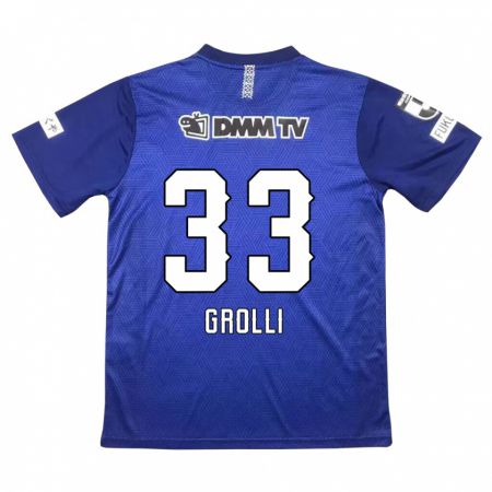 Kandiny Enfant Maillot Douglas Grolli #33 Bleu Foncé Tenues Domicile 2024/25 T-Shirt