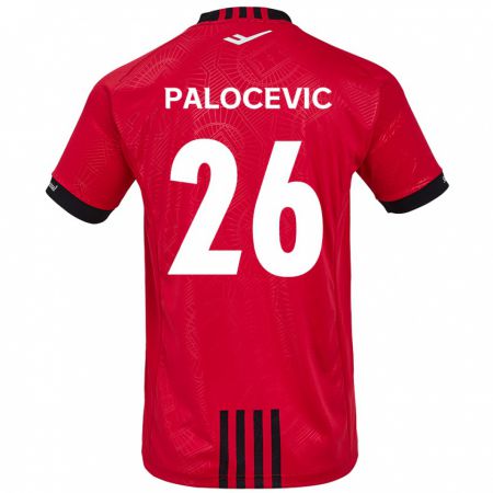 Kandiny Enfant Maillot Aleksandar Palocevic #26 Rouge Noir Tenues Domicile 2024/25 T-Shirt