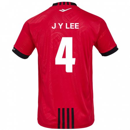 Kandiny Enfant Maillot Young-Jun Lee #4 Rouge Noir Tenues Domicile 2024/25 T-Shirt