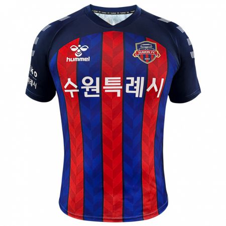 Kandiny Enfant Maillot Jin-Woo Park #43 Bleu Rouge Tenues Domicile 2024/25 T-Shirt