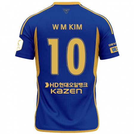 Kandiny Enfant Maillot Min-Woo Kim #10 Bleu Jaune Tenues Domicile 2024/25 T-Shirt