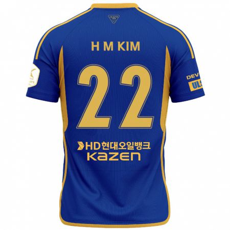 Kandiny Enfant Maillot Min-Hyuk Kim #22 Bleu Jaune Tenues Domicile 2024/25 T-Shirt