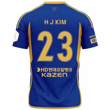 Kandiny Enfant Maillot Ju-Hwan Kim #23 Bleu Jaune Tenues Domicile 2024/25 T-Shirt