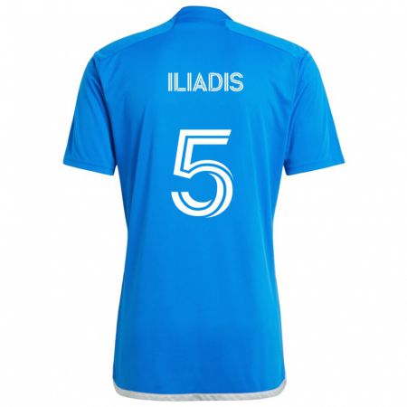 Kandiny Enfant Maillot Ilias Iliadis #5 Bleu Blanc Tenues Domicile 2024/25 T-Shirt