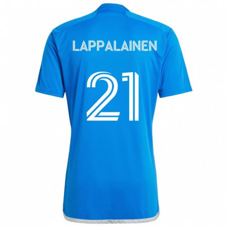 Kandiny Enfant Maillot Lassi Lappalainen #21 Bleu Blanc Tenues Domicile 2024/25 T-Shirt