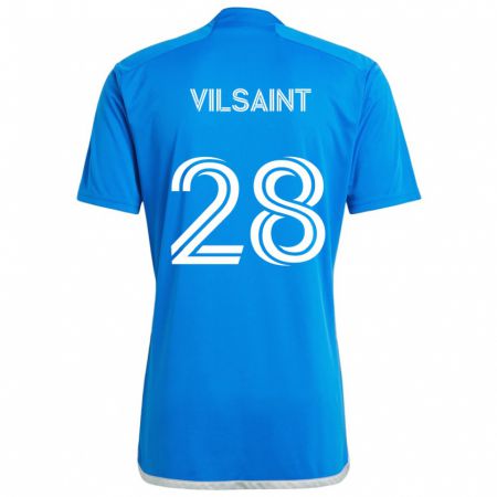 Kandiny Enfant Maillot Jules-Anthony Vilsaint #28 Bleu Blanc Tenues Domicile 2024/25 T-Shirt