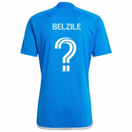 Kandiny Enfant Maillot Jean-Christophe Belzile #0 Bleu Blanc Tenues Domicile 2024/25 T-Shirt