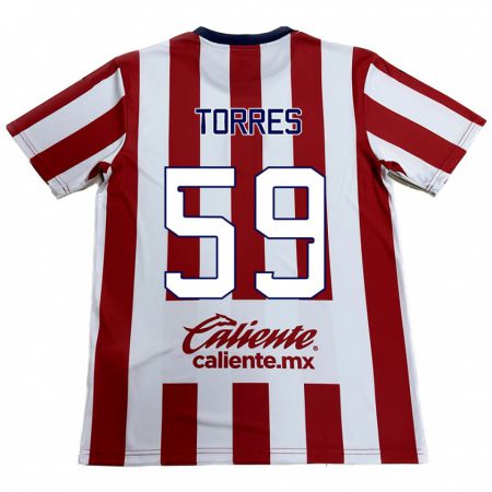 Kandiny Enfant Maillot Christian Torres #59 Rouge Blanc Tenues Domicile 2024/25 T-Shirt