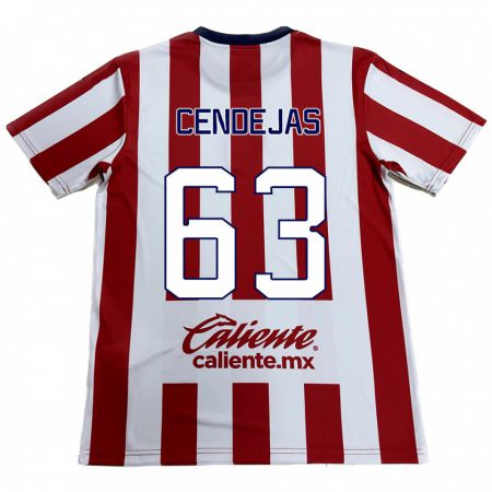 Kandiny Enfant Maillot Matías Cendejas #63 Rouge Blanc Tenues Domicile 2024/25 T-Shirt