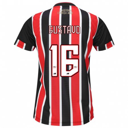 Kandiny Enfant Maillot Luiz Gustavo #16 Noir Rouge Blanc Tenues Extérieur 2024/25 T-Shirt