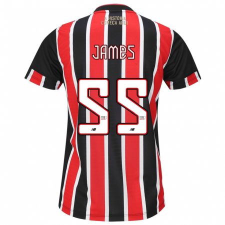 Kandiny Enfant Maillot James Rodríguez #55 Noir Rouge Blanc Tenues Extérieur 2024/25 T-Shirt