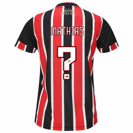 Kandiny Enfant Maillot Leandro Mathias #0 Noir Rouge Blanc Tenues Extérieur 2024/25 T-Shirt