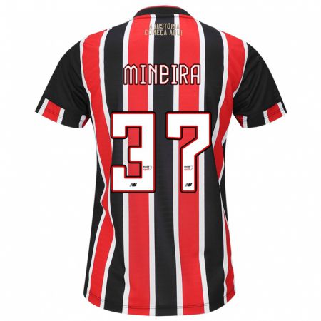 Kandiny Enfant Maillot Rafa Mineira #37 Noir Rouge Blanc Tenues Extérieur 2024/25 T-Shirt