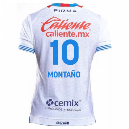 Kandiny Enfant Maillot Andrés Montaño #10 Blanc Bleu Tenues Extérieur 2024/25 T-Shirt