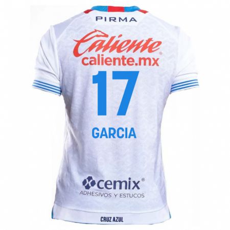 Kandiny Enfant Maillot Amaury García #17 Blanc Bleu Tenues Extérieur 2024/25 T-Shirt