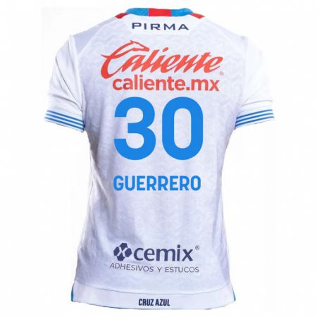 Kandiny Enfant Maillot Rafael Guerrero #30 Blanc Bleu Tenues Extérieur 2024/25 T-Shirt