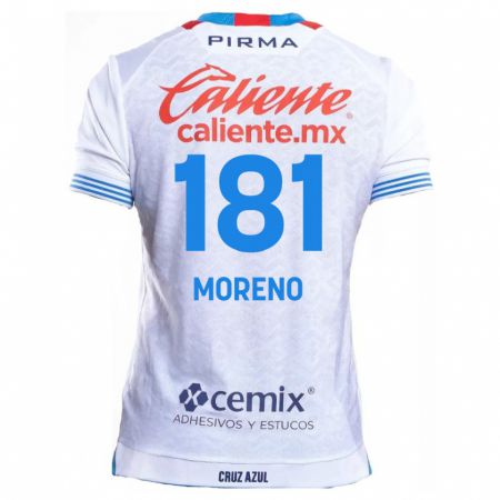 Kandiny Enfant Maillot Roberto Moreno #181 Blanc Bleu Tenues Extérieur 2024/25 T-Shirt