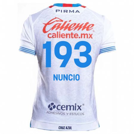 Kandiny Enfant Maillot Jorge Nuncio #193 Blanc Bleu Tenues Extérieur 2024/25 T-Shirt