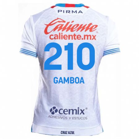 Kandiny Enfant Maillot Bryan Gamboa #210 Blanc Bleu Tenues Extérieur 2024/25 T-Shirt