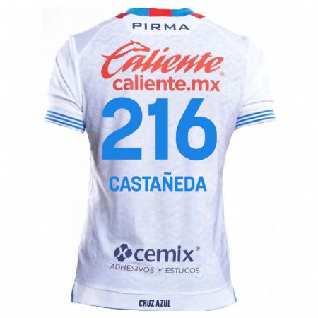 Kandiny Enfant Maillot Ian Castañeda #216 Blanc Bleu Tenues Extérieur 2024/25 T-Shirt