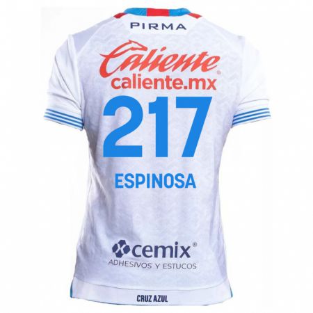 Kandiny Enfant Maillot Samuel Espinosa #217 Blanc Bleu Tenues Extérieur 2024/25 T-Shirt