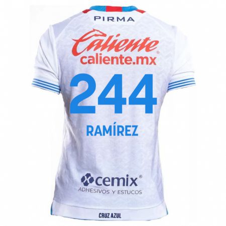 Kandiny Enfant Maillot Nicolás Ramírez #244 Blanc Bleu Tenues Extérieur 2024/25 T-Shirt