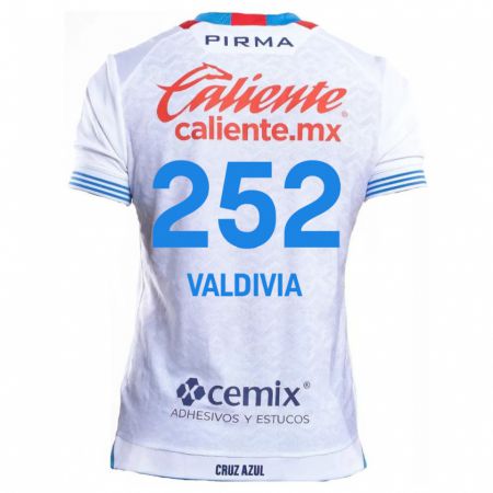 Kandiny Enfant Maillot Christian Valdivia #252 Blanc Bleu Tenues Extérieur 2024/25 T-Shirt