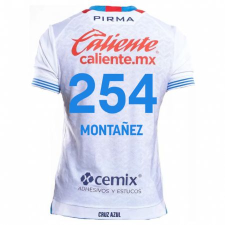 Kandiny Enfant Maillot Humberto Montañez #254 Blanc Bleu Tenues Extérieur 2024/25 T-Shirt