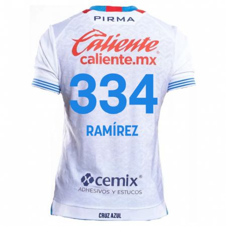 Kandiny Enfant Maillot Mauricio Ramírez #334 Blanc Bleu Tenues Extérieur 2024/25 T-Shirt