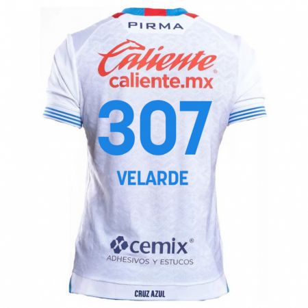 Kandiny Enfant Maillot Juan Velarde #307 Blanc Bleu Tenues Extérieur 2024/25 T-Shirt