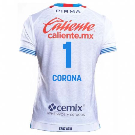 Kandiny Enfant Maillot Jose De Jesus Corona #1 Blanc Bleu Tenues Extérieur 2024/25 T-Shirt