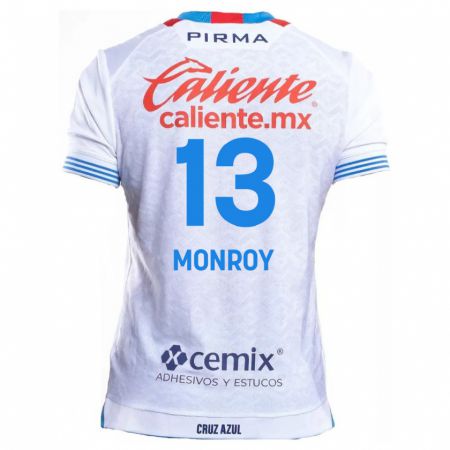 Kandiny Enfant Maillot Daniela Monroy #13 Blanc Bleu Tenues Extérieur 2024/25 T-Shirt